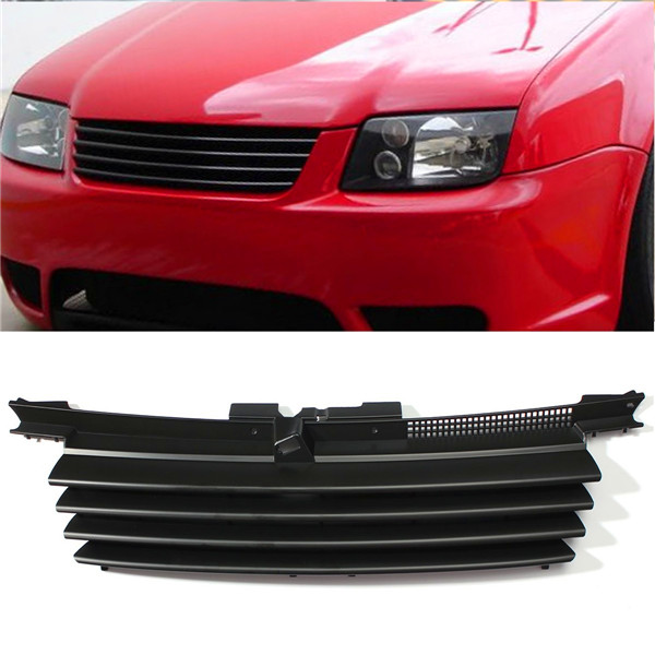 Matte-Black-Front-Hood-Grille-Badgeless-Grill-For-VW-Jetta-Bora-MK4-1999-2004-1013826