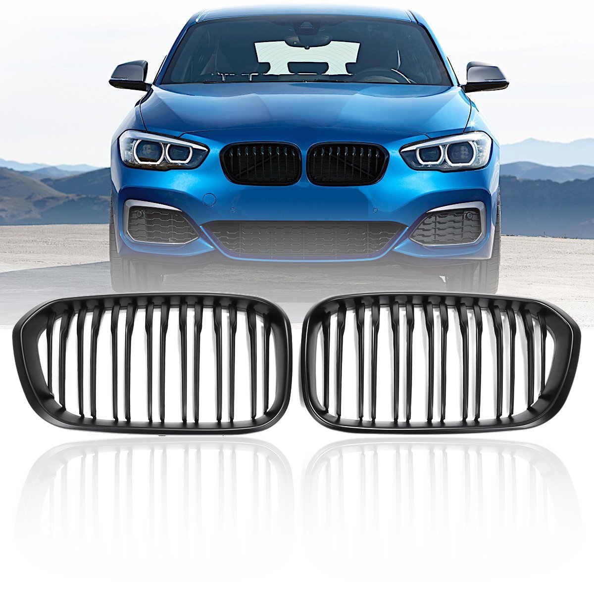 Matte-Black-Front-Kidney-Grill-Grille-For-BMW-F20-F21-1-Series-15-17-1381903