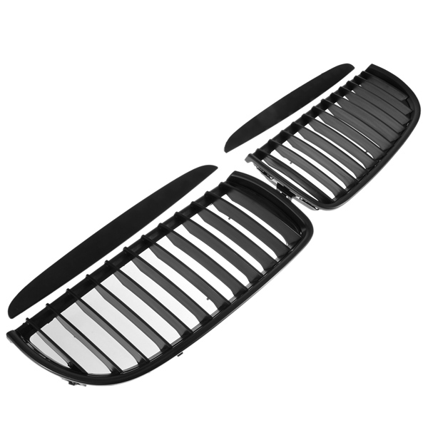 Matte-Black-Front-Kidney-Grilles-Grill-with-Upper-Hood-Eyelids-for-BMW-E90-E91-3-Series-Sedan-2004-2-49314