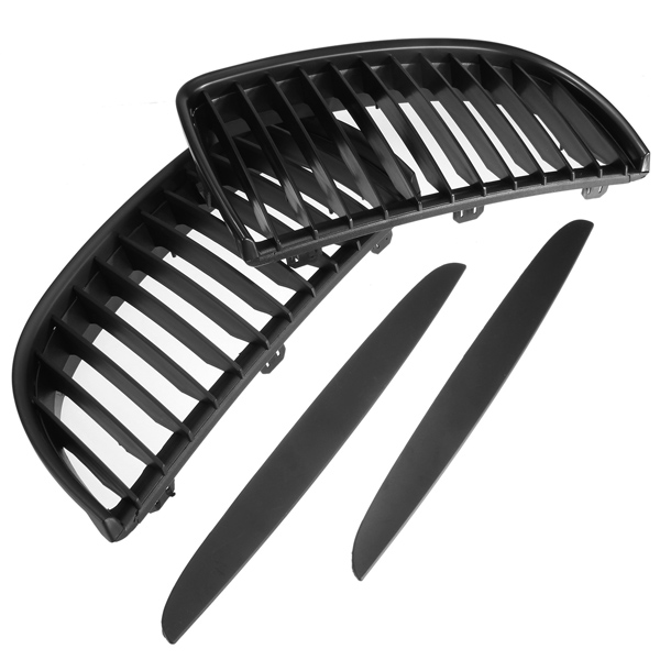Matte-Black-Front-Kidney-Grilles-Grill-with-Upper-Hood-Eyelids-for-BMW-E90-E91-3-Series-Sedan-2004-2-49314