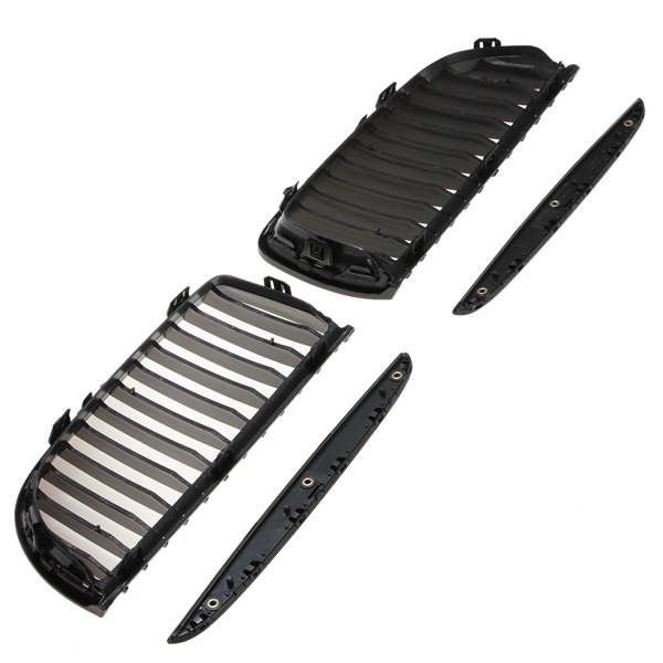 Matte-Black-Front-Kidney-Grilles-Grill-with-Upper-Hood-Eyelids-for-BMW-E90-E91-3-Series-Sedan-2004-2-49314
