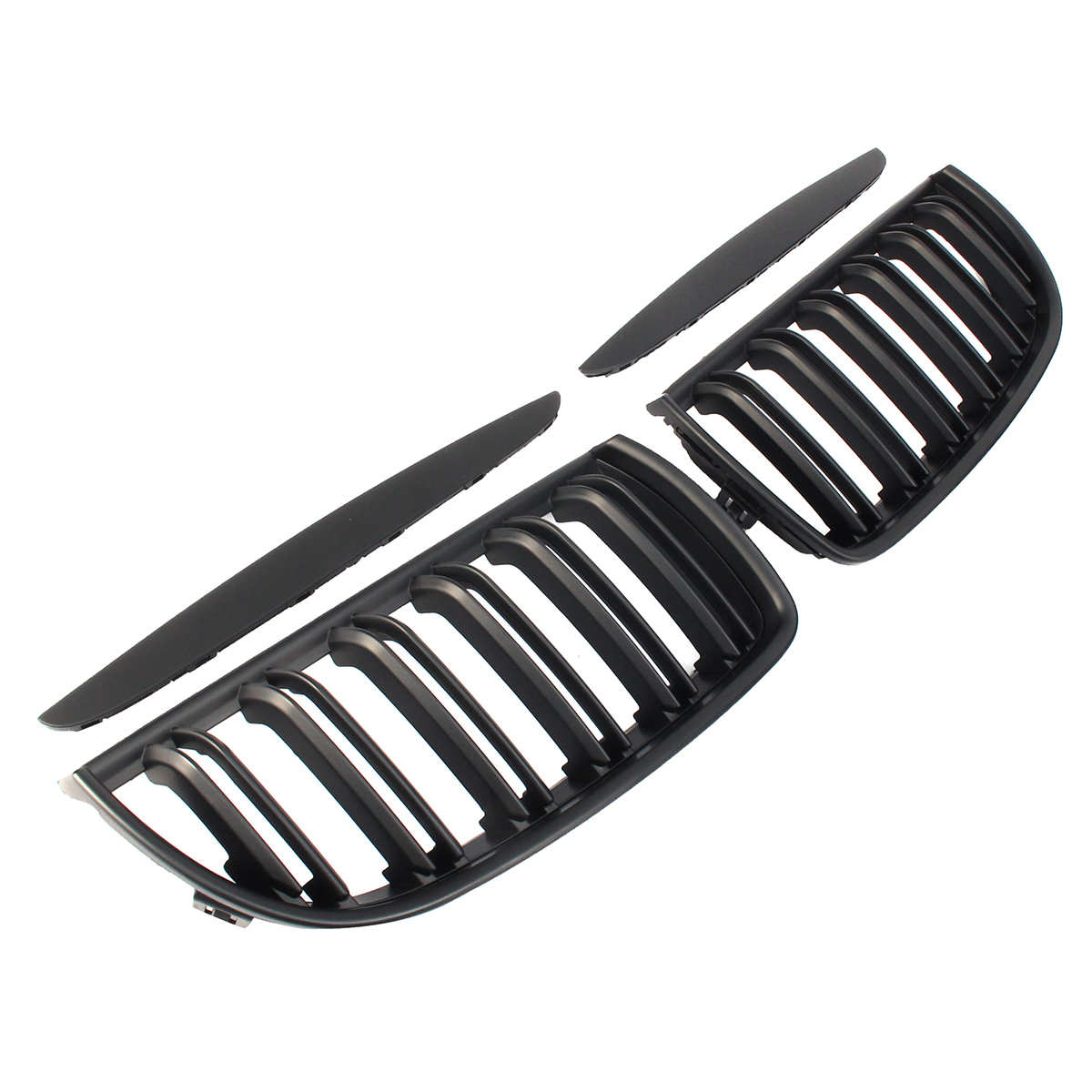 One-Pair-Car-Matt-Black-Front-Kidney-Double-Slat-Grille-Set-For-BMW-E90-E91-2005-2008-1205970