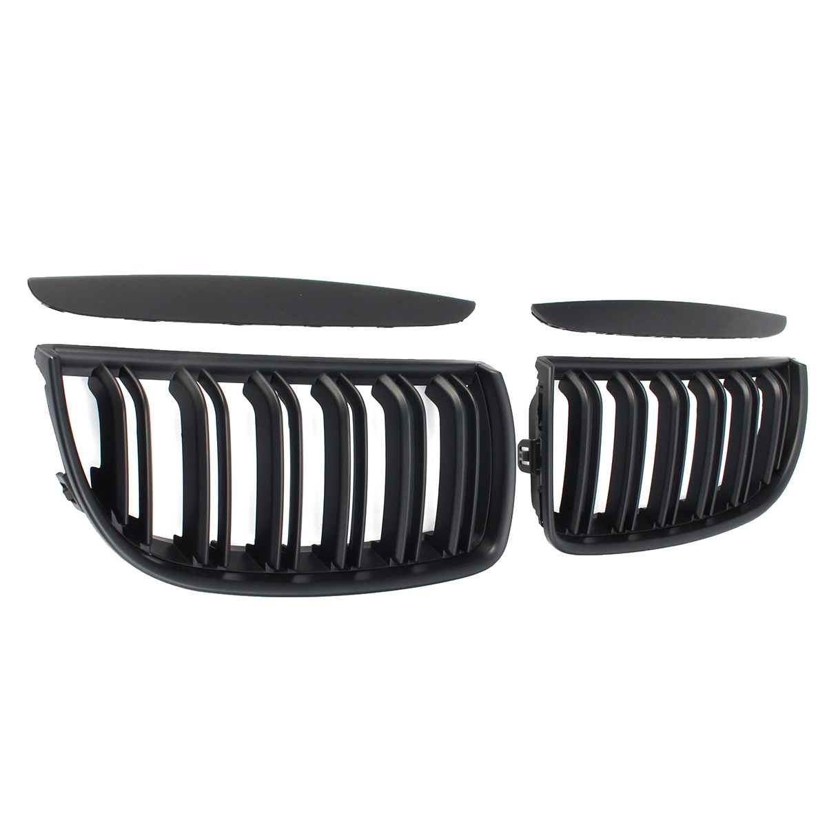 One-Pair-Car-Matt-Black-Front-Kidney-Double-Slat-Grille-Set-For-BMW-E90-E91-2005-2008-1205970
