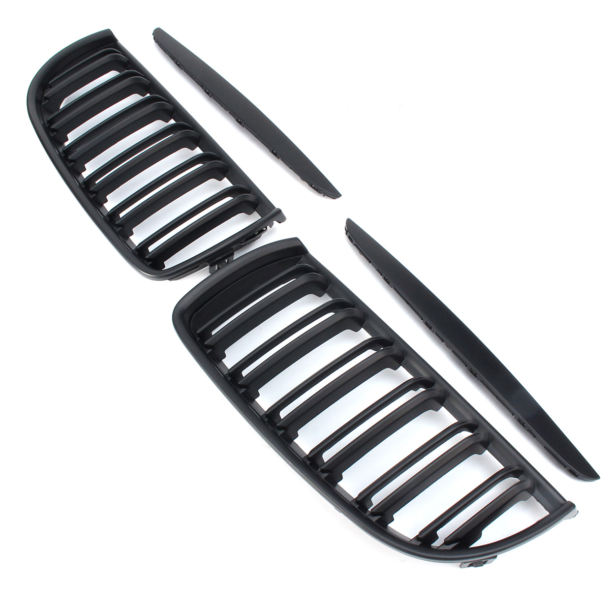One-Pair-Car-Matt-Black-Front-Kidney-Double-Slat-Grille-Set-For-BMW-E90-E91-2005-2008-1205970