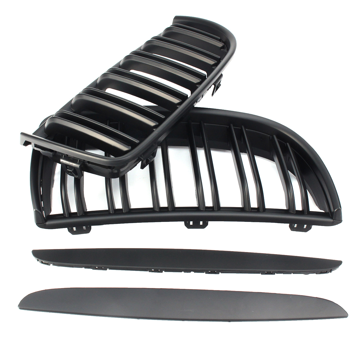 One-Pair-Car-Matt-Black-Front-Kidney-Double-Slat-Grille-Set-For-BMW-E90-E91-2005-2008-1205970