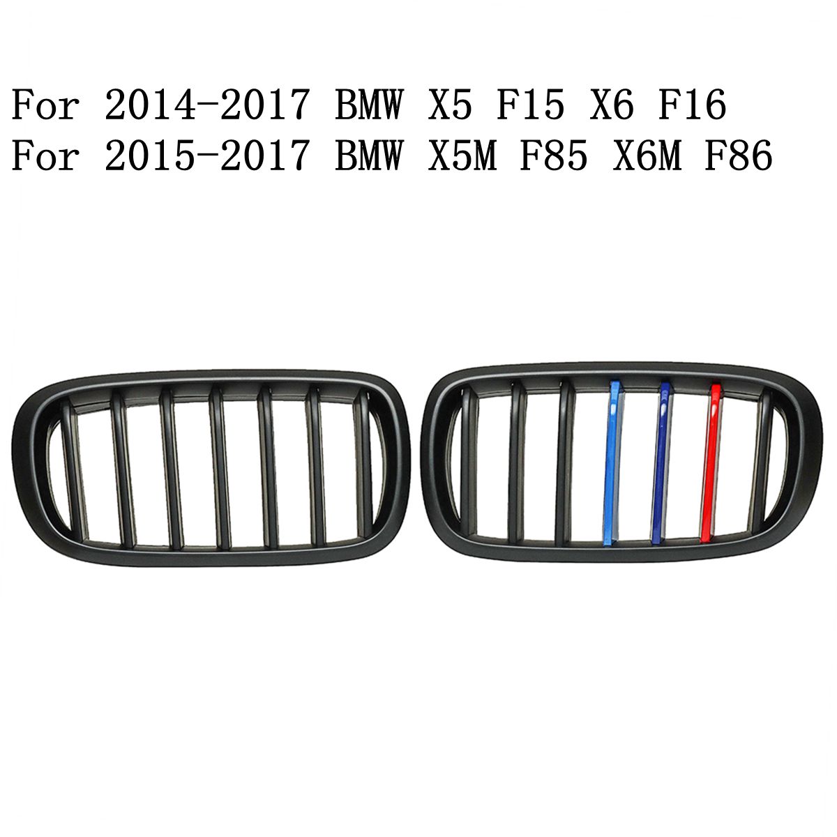 Pair-Car-Front-Sport-Kidney-Grilles-Matte-Black-M-Color-For-BMW-F86-F15-F16-X5-X6-1554893