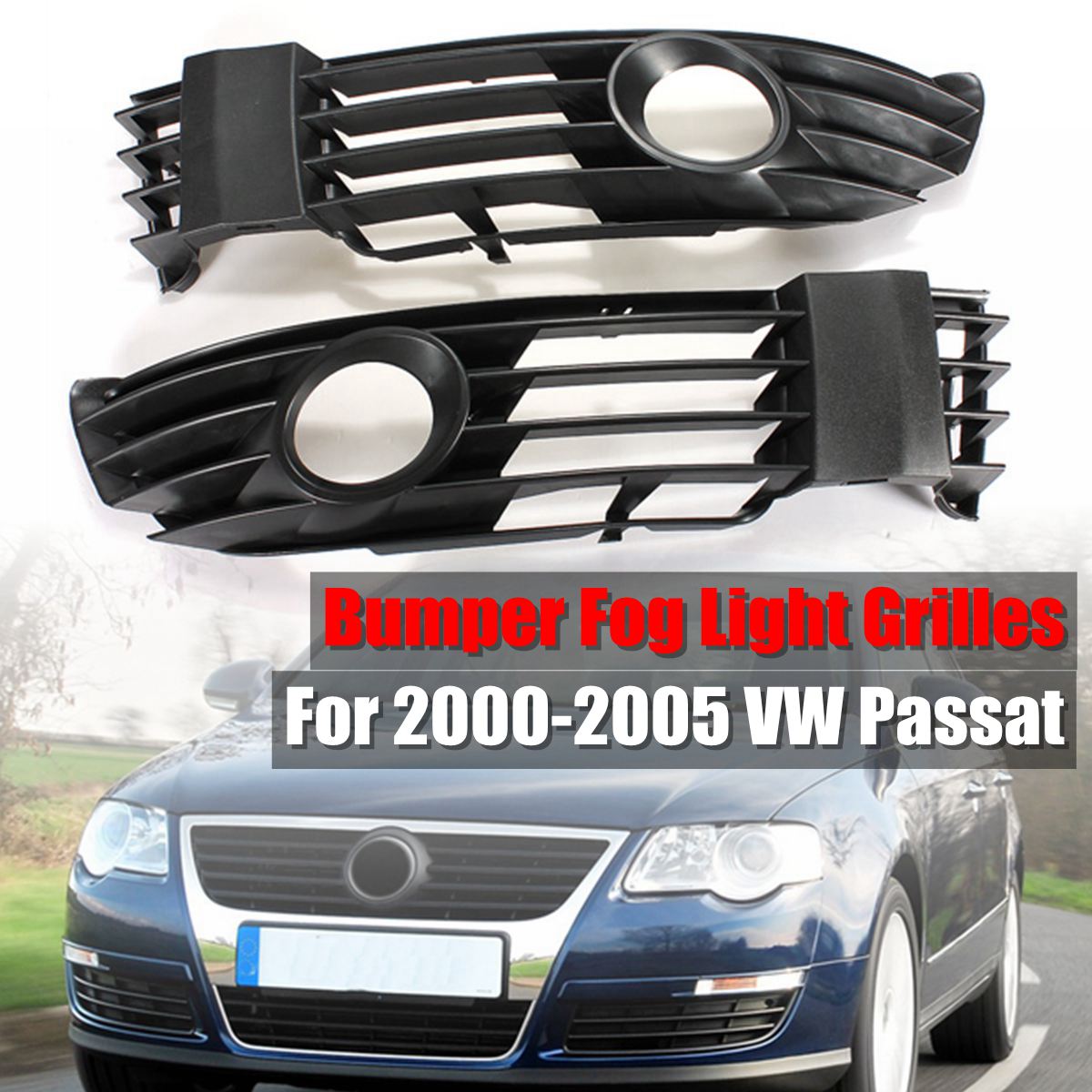 Pair-Front-Bumper-Fog-Light-Grille-Grill-Cover-for-VW-Passat-B55-2001-2005-922835