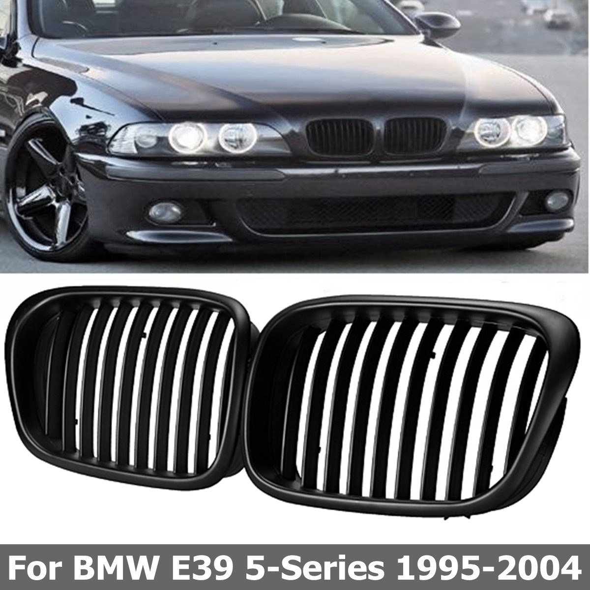 Pair-Front-Grille-Grill-Black-for-BMW-E39-5-Series-M5-1997-2003-918575