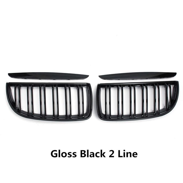 Pair-Gloss-Black-Double-Slat-Sport-Kidney-Grille-Grill-Set-For-BMW-E90-E91-2005-2008-1362824