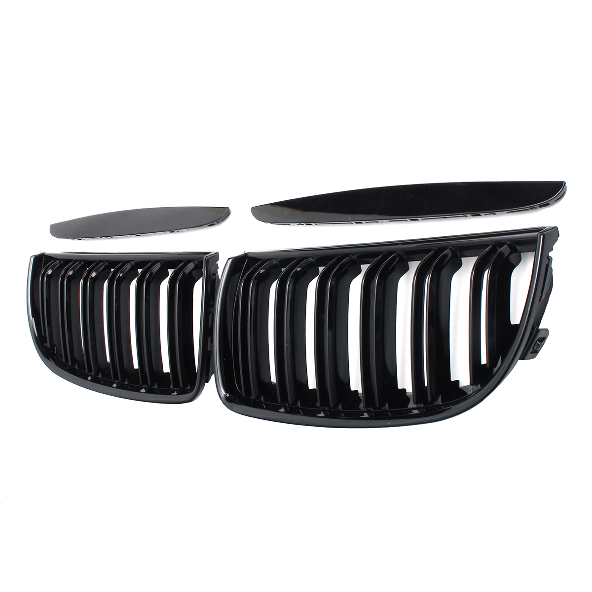 Pair-Gloss-Black-Double-Slat-Sport-Kidney-Grille-Grill-Set-For-BMW-E90-E91-2005-2008-1362824