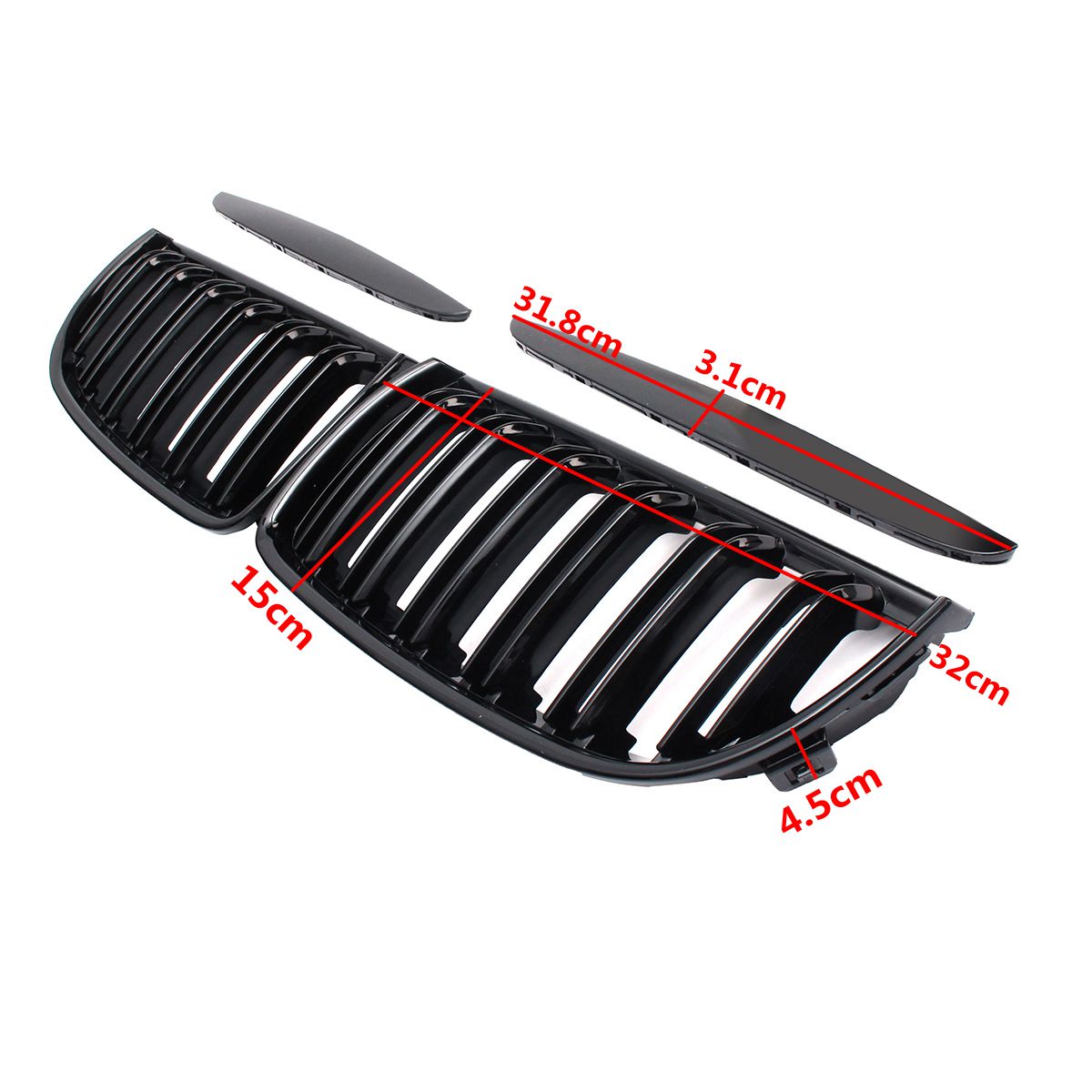Pair-Gloss-Black-Double-Slat-Sport-Kidney-Grille-Grill-Set-For-BMW-E90-E91-2005-2008-1362824