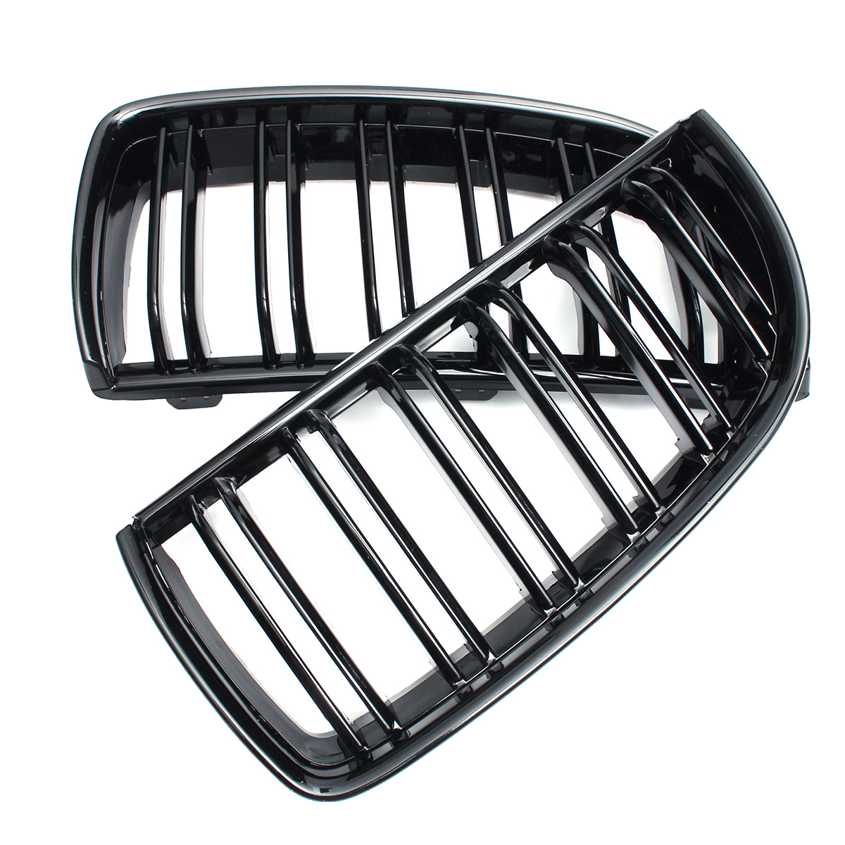 Pair-Gloss-Black-Double-Slat-Sport-Kidney-Grille-Grill-Set-For-BMW-E90-E91-2005-2008-1362824