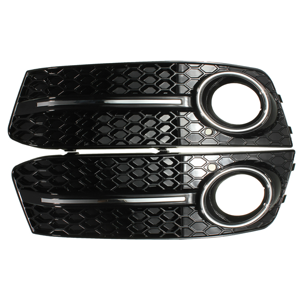 Pair-Glossy-Black-Fog-Light-Cover-Grills-For-Audi-A4-B8-2009-2011-947069