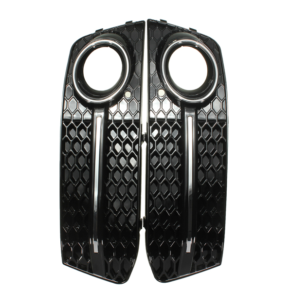 Pair-Glossy-Black-Fog-Light-Cover-Grills-For-Audi-A4-B8-2009-2011-947069