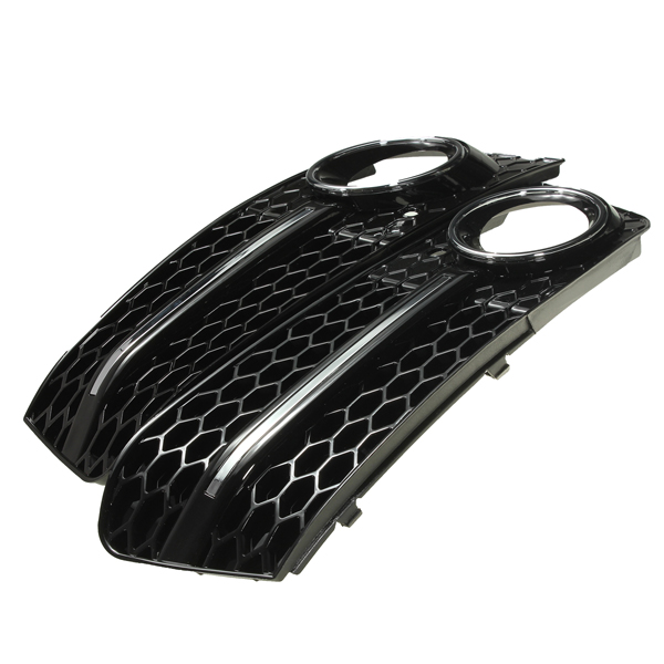 Pair-Glossy-Black-Fog-Light-Cover-Grills-For-Audi-A4-B8-2009-2011-947069