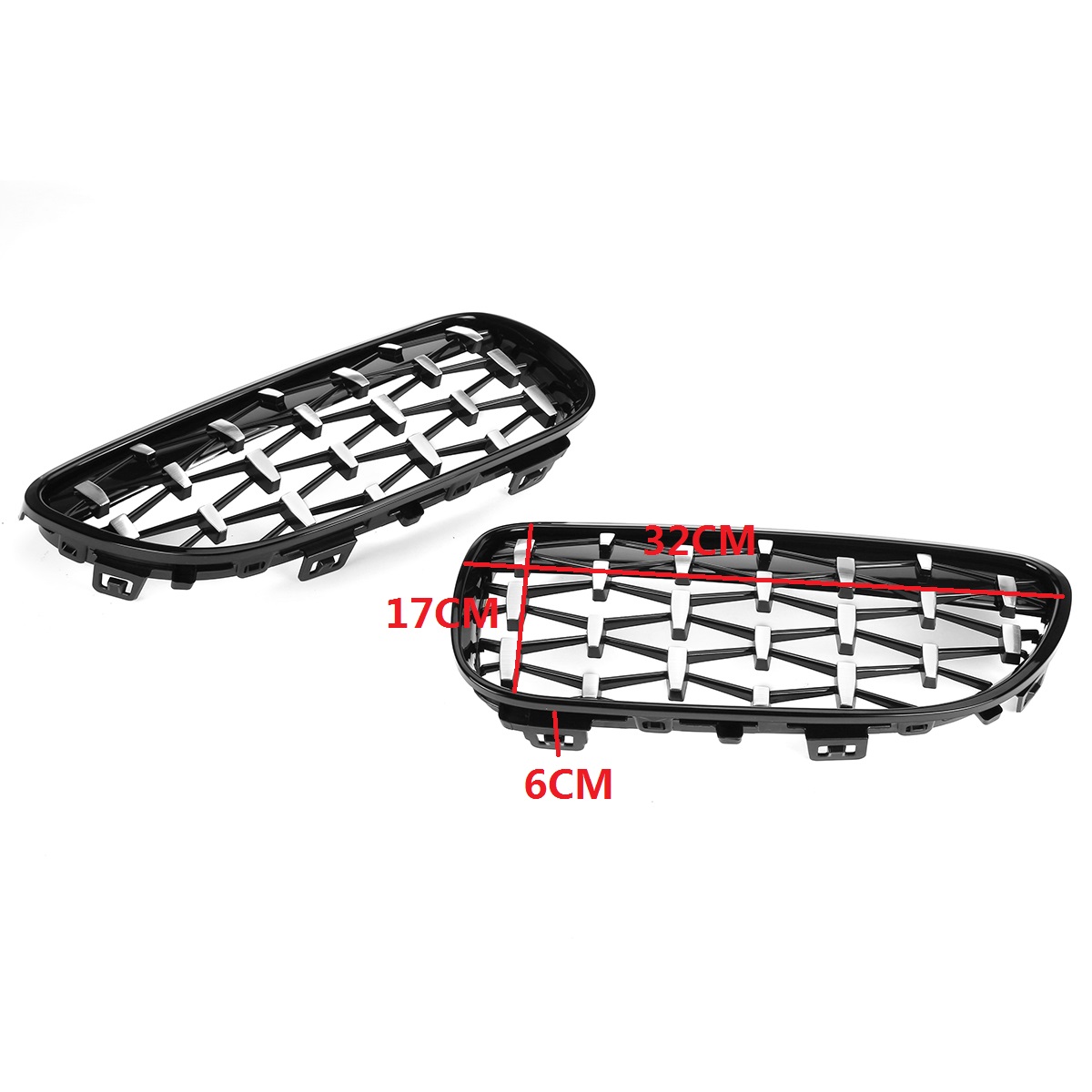 Pair-Grille-Grill-Black-Chrome-Diamond-Meteor-Mesh-For-BMW-E92-E93-2010-2015-R-1781208
