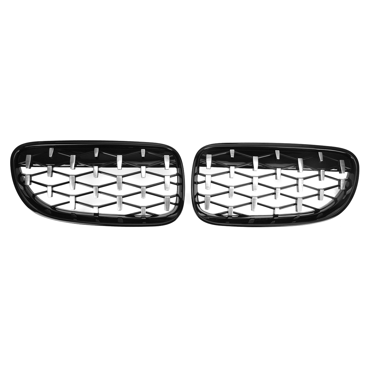 Pair-Grille-Grill-Black-Chrome-Diamond-Meteor-Mesh-For-BMW-E92-E93-2010-2015-R-1781208