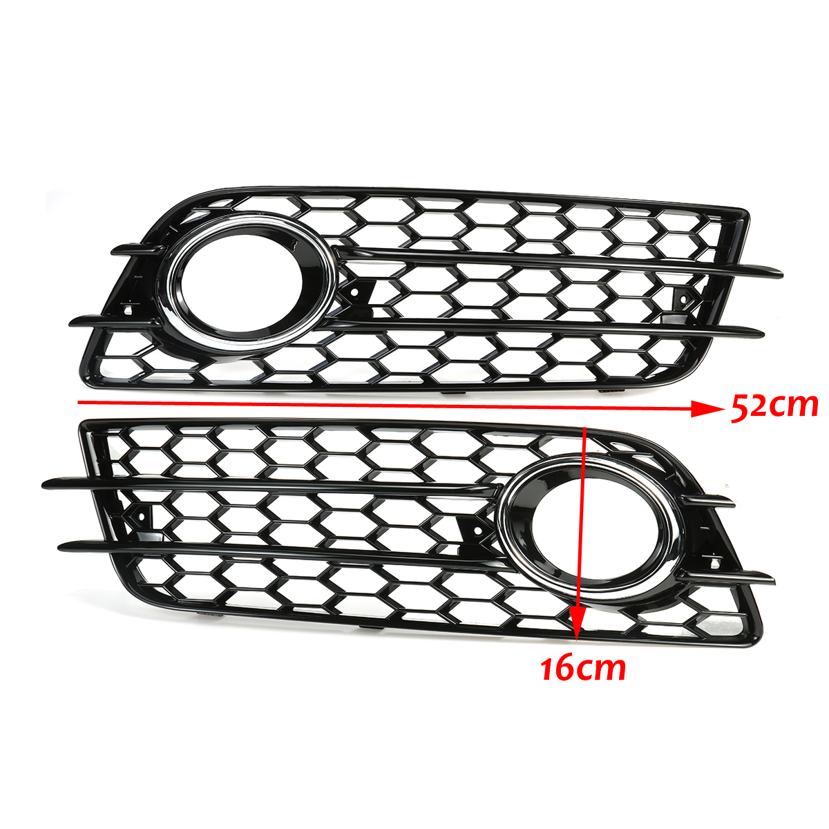 Plating-Front-Fog-Light-Cover-Honeycomb-Hex-Grille-Grill-For-Audi-A4-B8-S-Line-S4-2008-2012-1663737