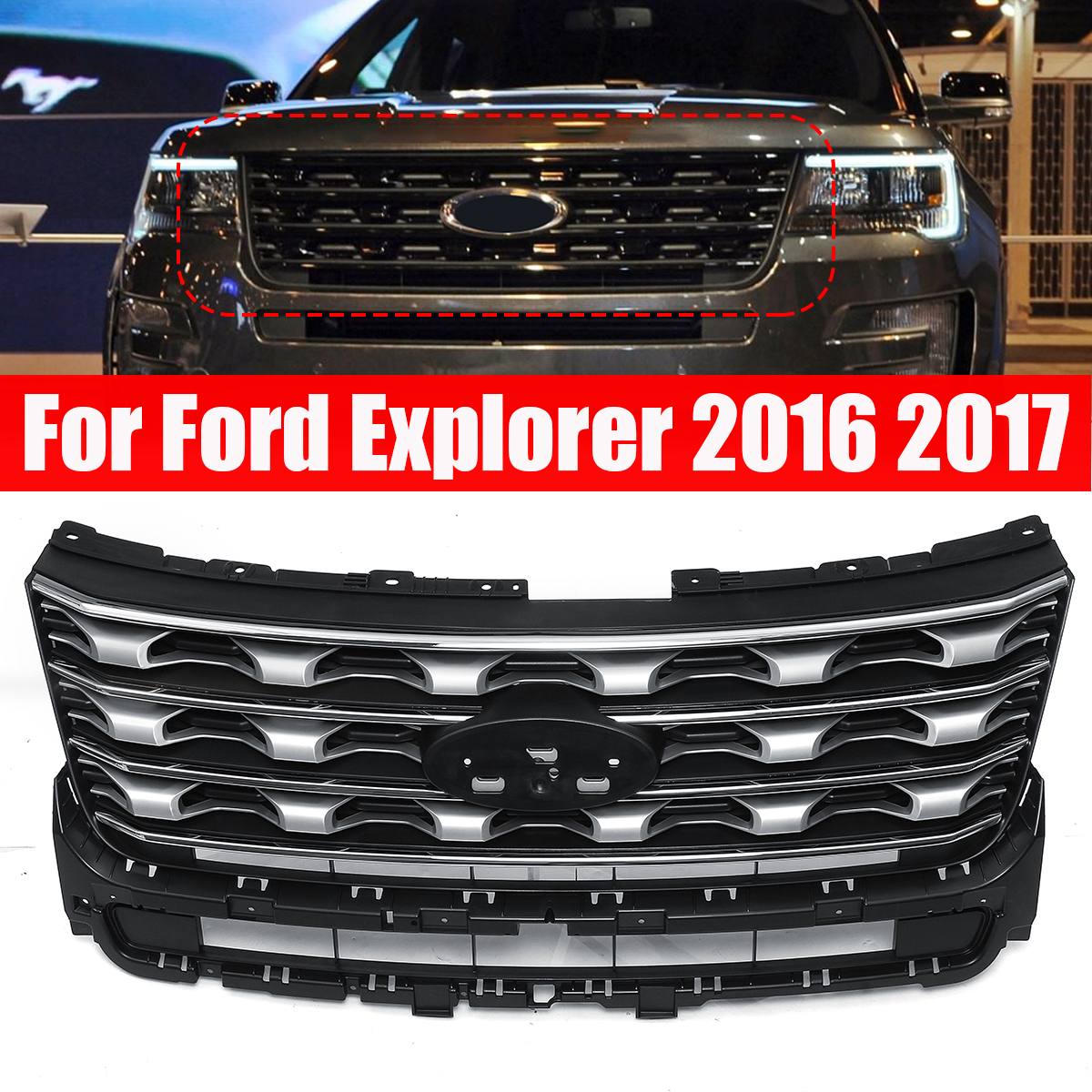 Replacement-Silver--Black-Sport-Style-Front-Grille-Grill-For-Ford-Explorer-2016-2017-1619536