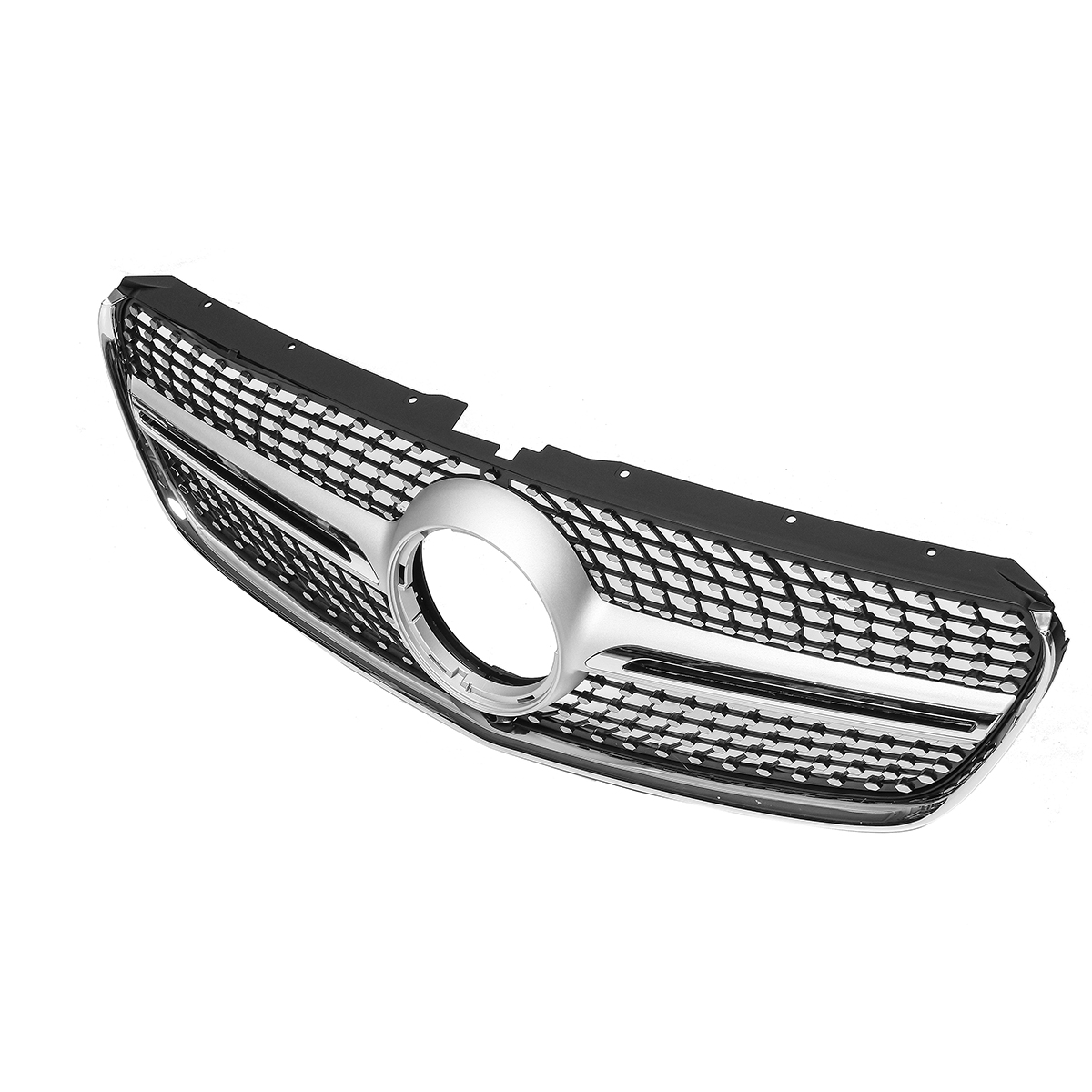 Silver-Diamond-Front-Grille-Grill-For-Mercedes-Benz-W447-V200-V220-V250-V260-2015-2018-With-Camera-1550013