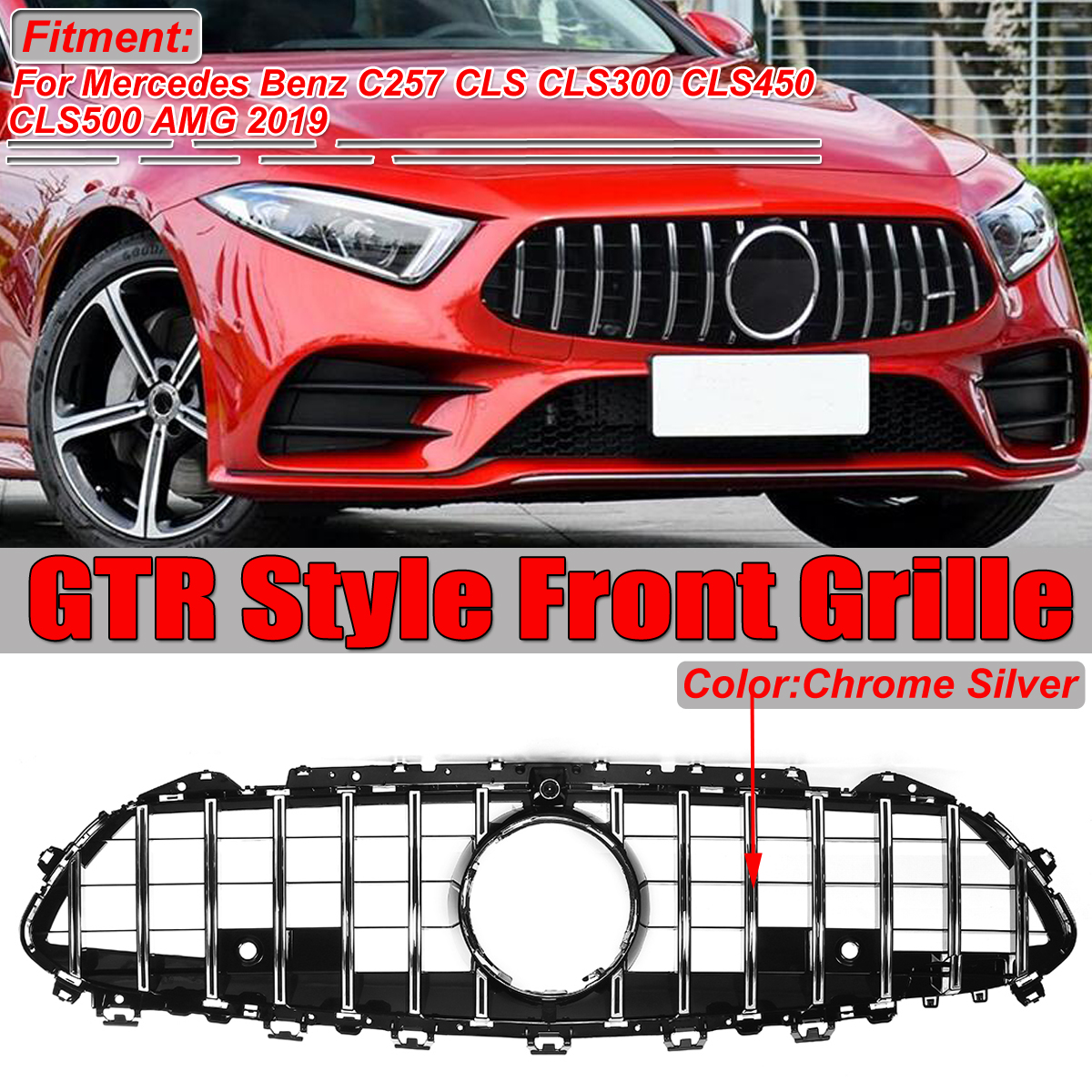 Silver-GT-R-Style-Front-Grille-Grill-For-Benz-C257-CLS400-CLS450-CLS53-AMG-2019-1552195