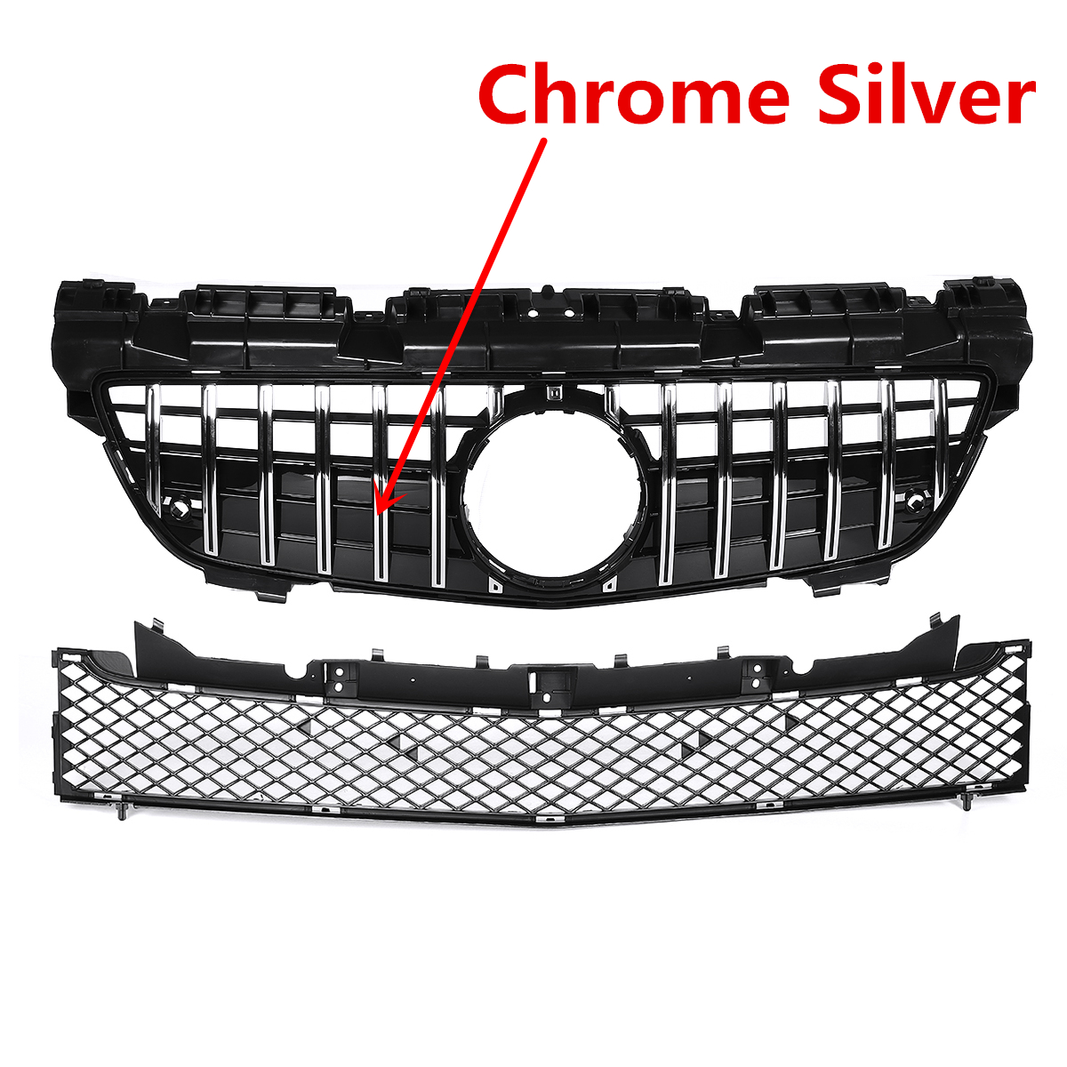 Silver-GT-Style-Front-Grill-Grille-For-Mercedes-Benz-SLK-Class-R172-200-250-350-2012-2016-1621206