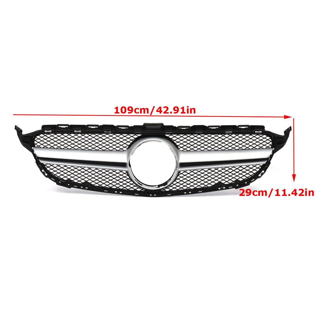 Sliver-AMG-Style-Front-Grill-Mesh-Grille-For-Mercedes-Benz-C-Class-W205-C200-C250-15-18-1578469