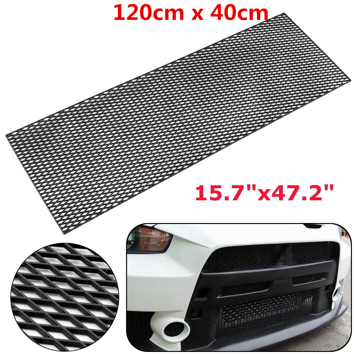 Universal-120X40cm-Diamond-Type-Mesh-Grill-ABS-Plastic-Spoiler-Bumper-Vent-Grille-Black-1270165