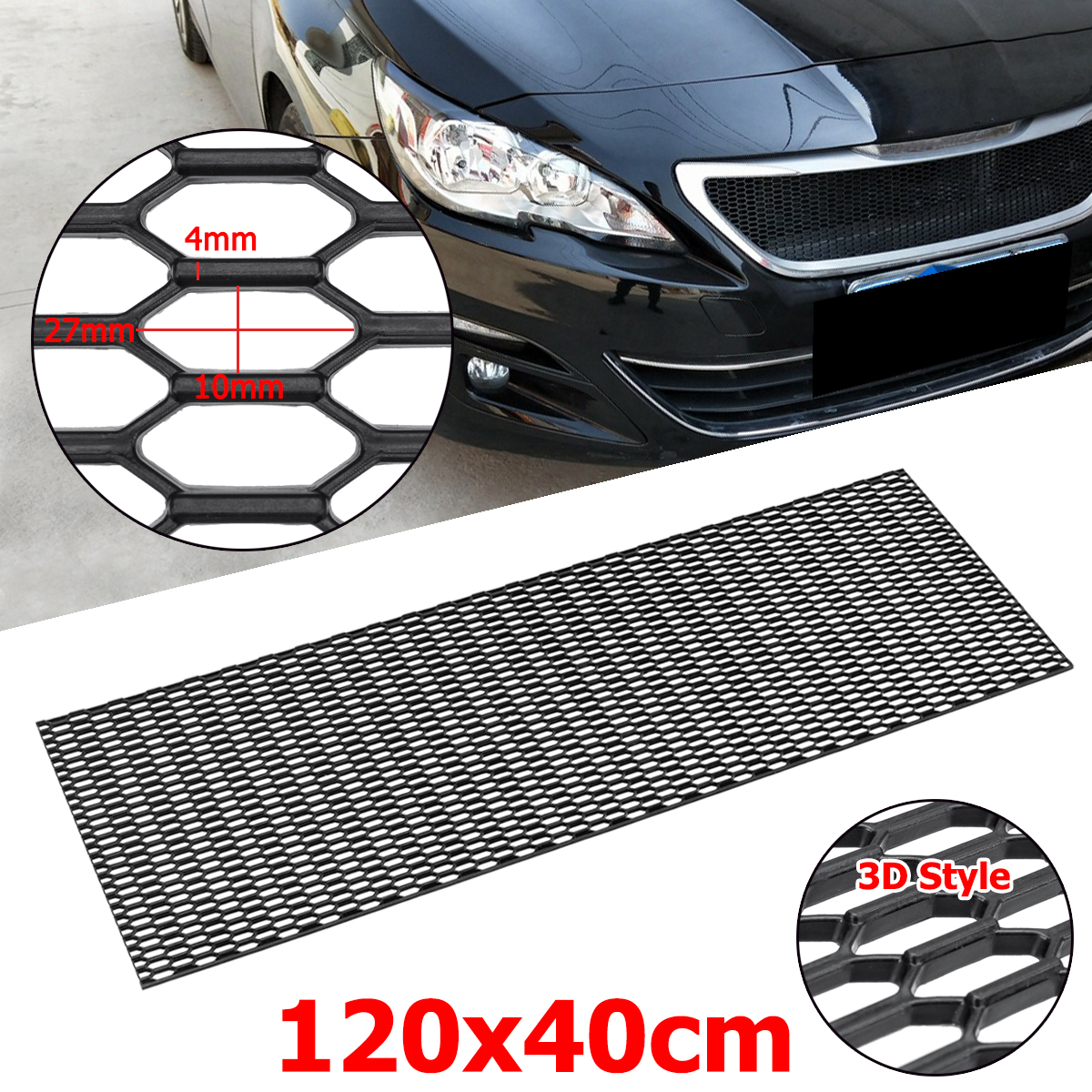 Universal-Black-Honeycomb-Hexagon-Mesh-Grille-Fog-Custom-Air-Vent-47quotx16quot-ABS-Grill-1683653