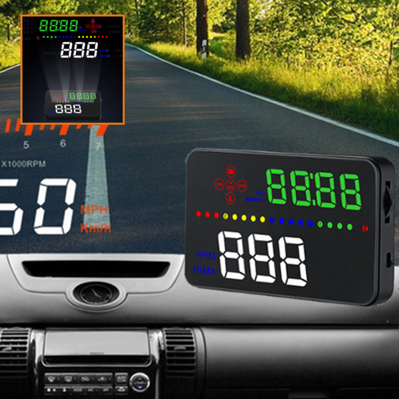 A300-Car-35quot-HUD-Digital-Head-Up-Display-Multifunction-OBD-Alarm-Speedometer-Overspeed-1596572