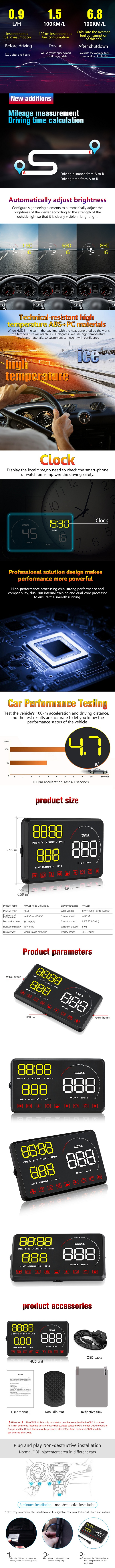 A9-55-Inch-Car-HUD-OBD-OBD2-Head-Up-Display-Digital-Speedometer-Windshield-Projector-Fatigue-Alarm-F-1538116