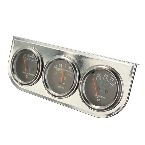 Car-Auto-Meter-Trio-Ammeter-Water-Temp-Oil-Pressure-Gauge-Mechanical-Sliver-1015470