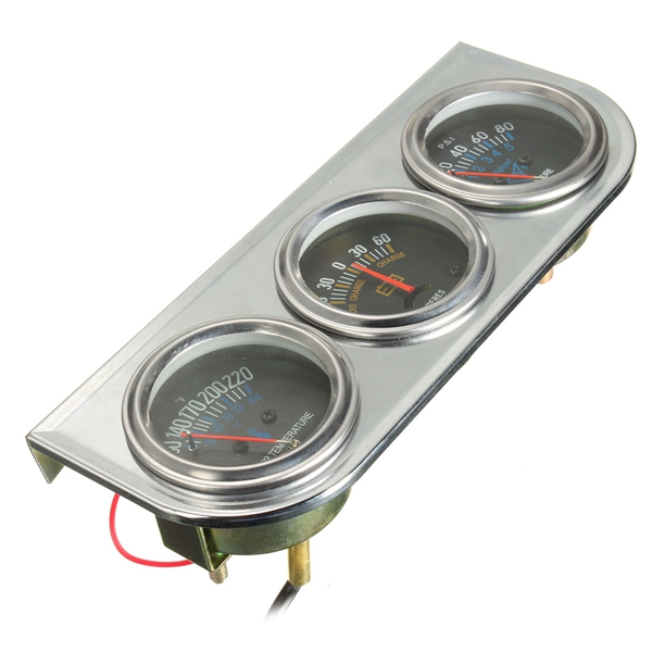 Car-Auto-Meter-Trio-Ammeter-Water-Temp-Oil-Pressure-Gauge-Mechanical-Sliver-1015470