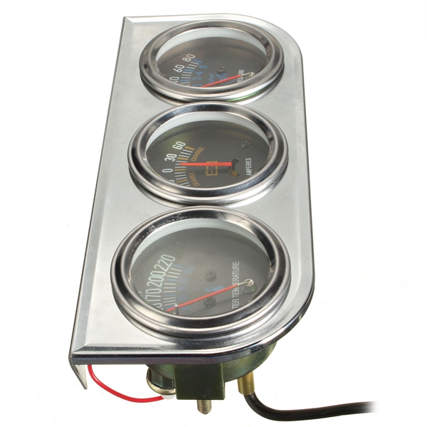 Car-Auto-Meter-Trio-Ammeter-Water-Temp-Oil-Pressure-Gauge-Mechanical-Sliver-1015470