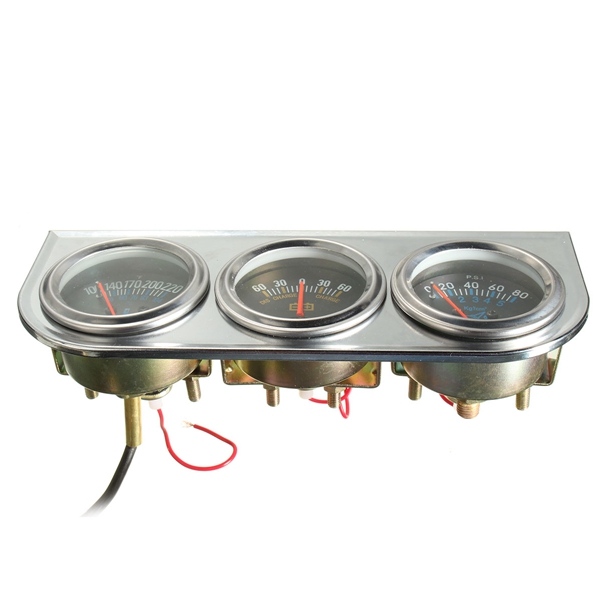 Car-Auto-Meter-Trio-Ammeter-Water-Temp-Oil-Pressure-Gauge-Mechanical-Sliver-1015470