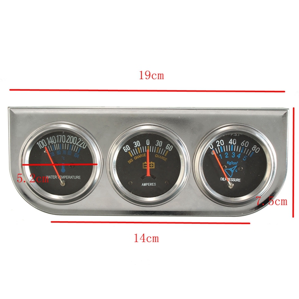 Car-Auto-Meter-Trio-Ammeter-Water-Temp-Oil-Pressure-Gauge-Mechanical-Sliver-1015470