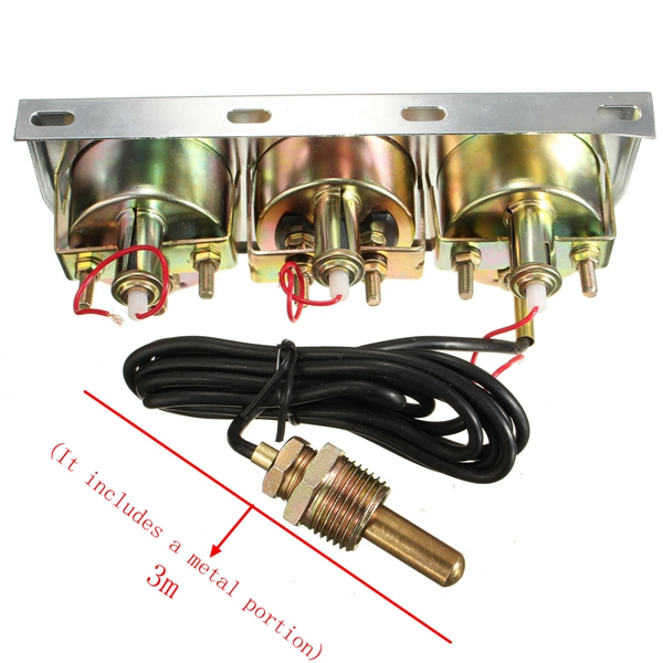 Car-Auto-Meter-Trio-Ammeter-Water-Temp-Oil-Pressure-Gauge-Mechanical-Sliver-1015470