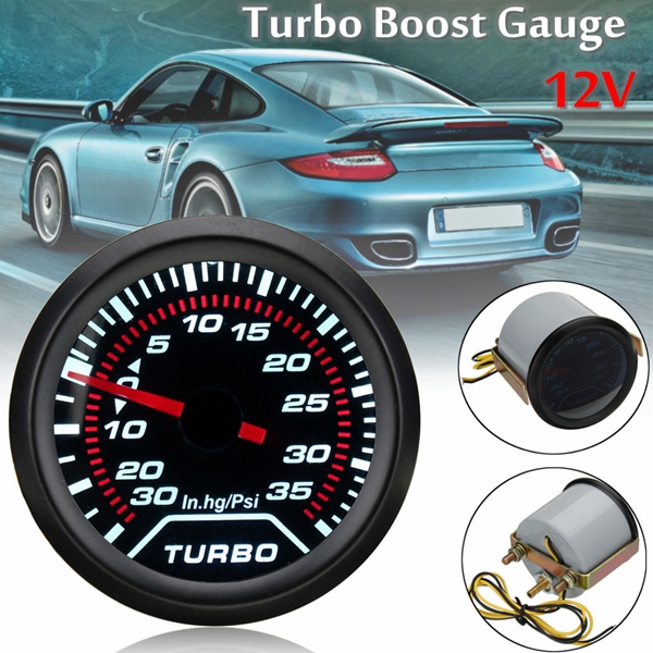 Universal-52mm-2Prime-White-LED-Car-Turbo-Boost-Press-Pressure-Gauge-Smoked-Dial-Psi-1030240
