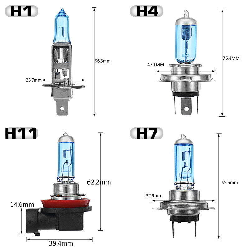 2Pcs-Car-Halogen-Headlights-HOD-Fog-Bulbs-Lamps-H1-H4-H7-H11-12V-100W-7200LM-6000K-1276637