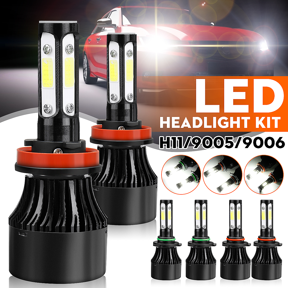 4-Side-COB-LED-Car-Headlights-90059006H11-Hi-Low-Beam-Fog-Light-Bulb-6000K-120W-2Pcs-1751935