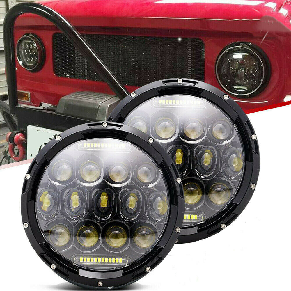 7-Inch-75W-Car-LED-Headlight-High-Low-Beam-DRL-H4-Adapter-For-Jeep-Wrangler-1806693