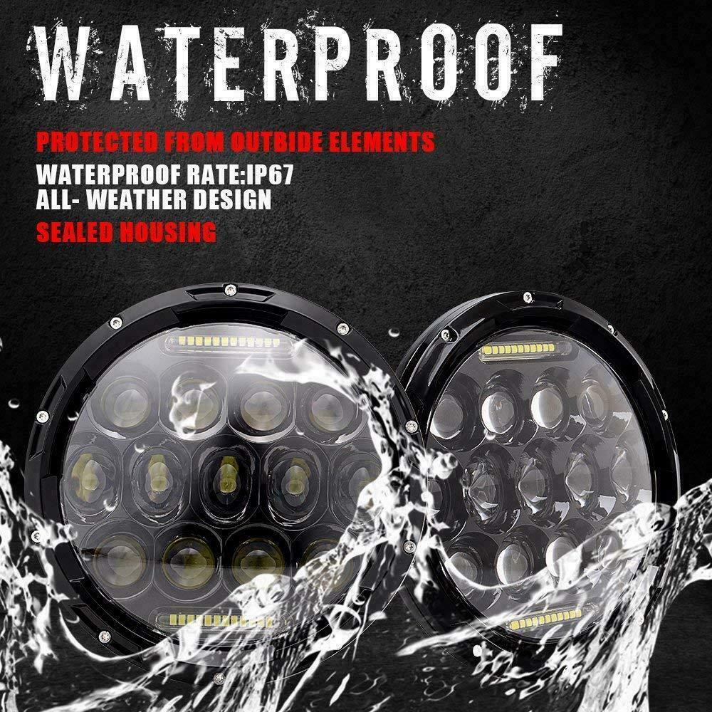 7-Inch-75W-Car-LED-Headlight-High-Low-Beam-DRL-H4-Adapter-For-Jeep-Wrangler-1806693