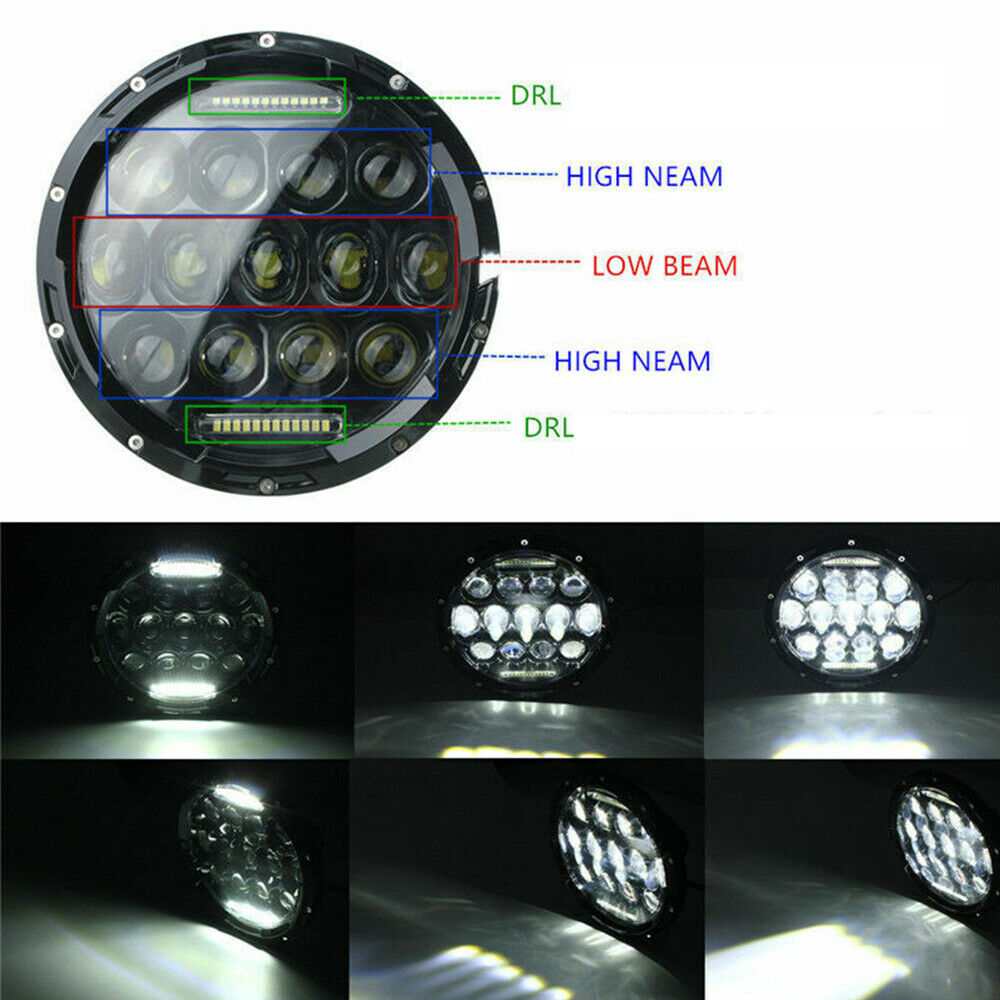 7-Inch-75W-Car-LED-Headlight-High-Low-Beam-DRL-H4-Adapter-For-Jeep-Wrangler-1806693