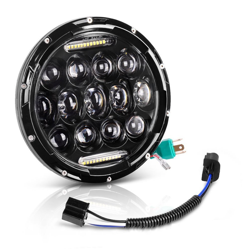 7-Inch-75W-Car-LED-Headlight-High-Low-Beam-DRL-H4-Adapter-For-Jeep-Wrangler-1806693