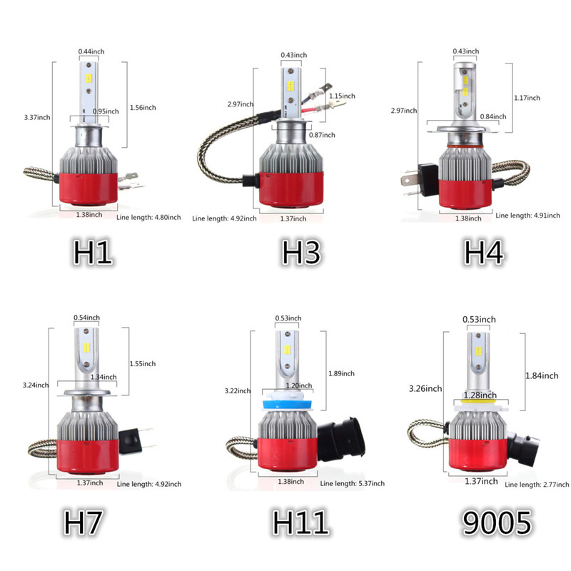 72W-7200LM-LED-Car-Headlights-Bulb-Fog-Lamp-H3-H4-H7-H11H8-90059006-6500K-White-1351669