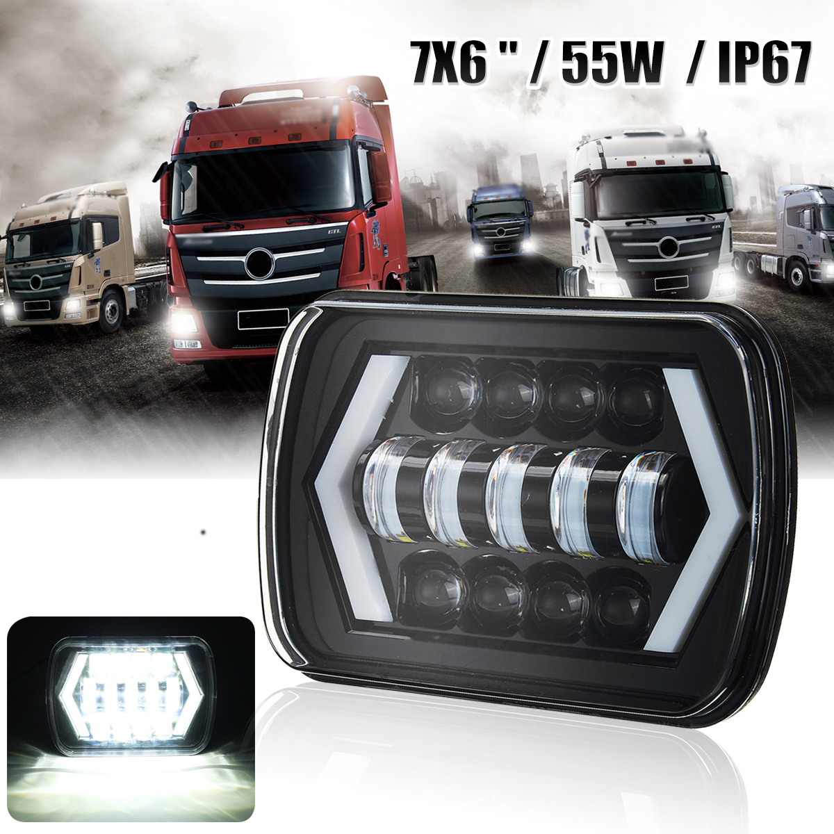 7x6-5X7-55W-H4-LED-Headlights-DRL-1PCS-for-JeepCherokee-XJWrangler-YJToyota-Pickup-1292000