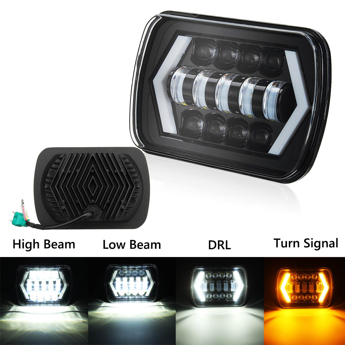 7x6-5X7-55W-H4-LED-Headlights-DRL-1PCS-for-JeepCherokee-XJWrangler-YJToyota-Pickup-1292000