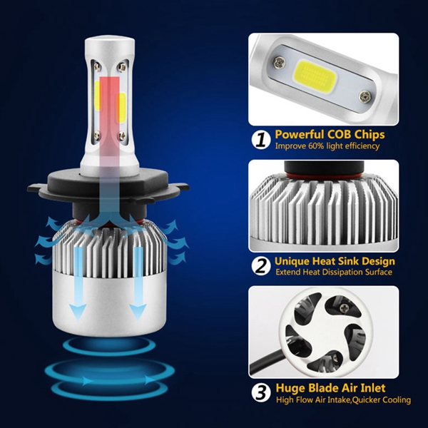 9007-H13-72W-8000LM-6500K-Car-COB-LED-Headlight-Kit-HiLo-Bulbs-1136471