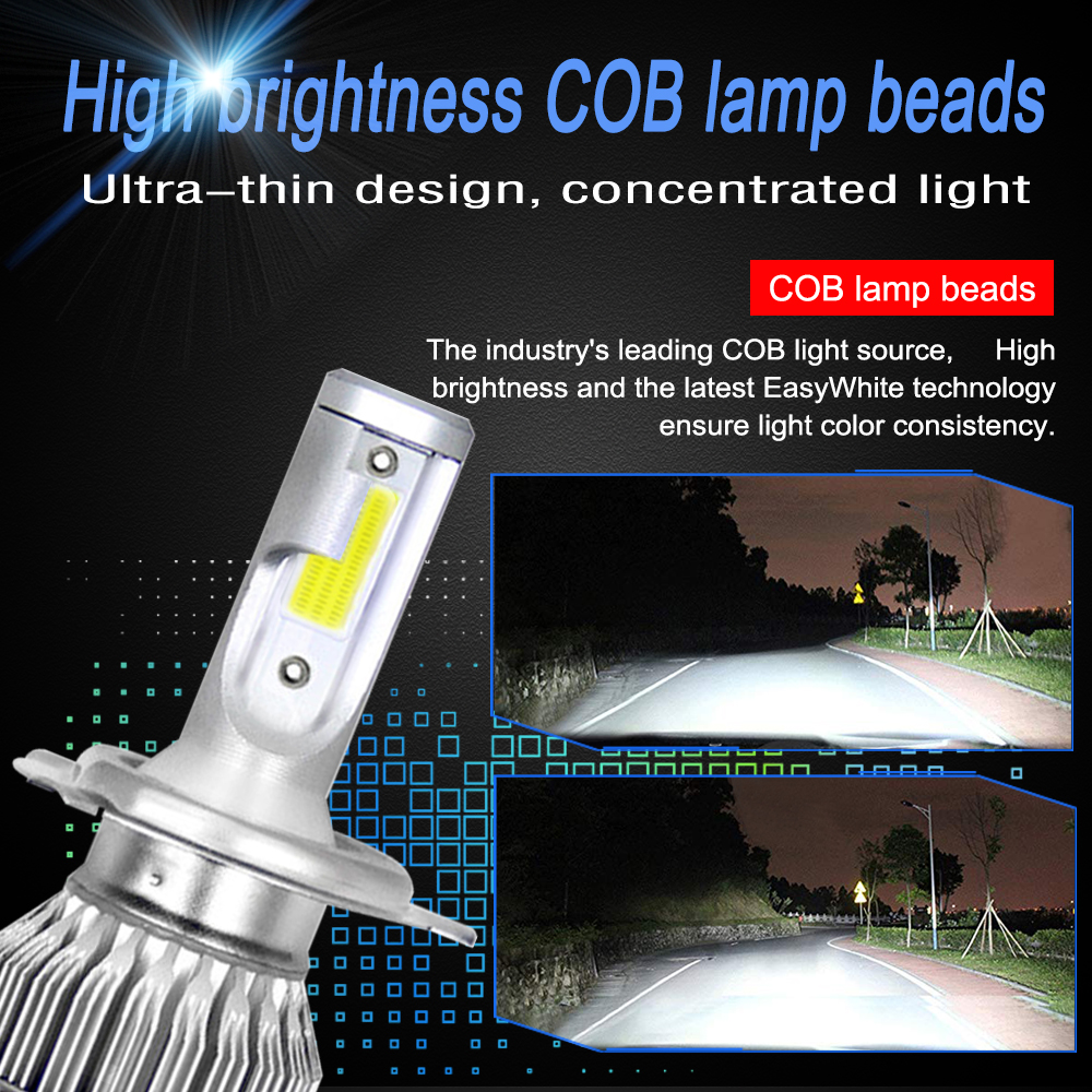 C6MAX-72W-Car-COB-LED-Headlights-Bulb-Fog-Light-H1-H4-H7-H8H9H11-9005-9006-9012-H13-7600LM-6000K-Whi-1593143