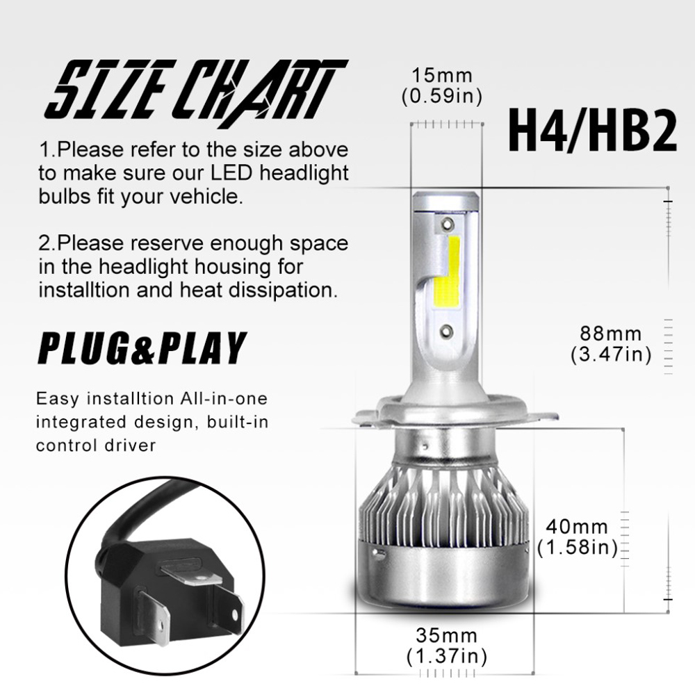 C6MAX-72W-Car-COB-LED-Headlights-Bulb-Fog-Light-H1-H4-H7-H8H9H11-9005-9006-9012-H13-7600LM-6000K-Whi-1593143